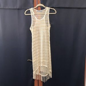 White lace and gold stretchy Solitaire Swim beach cover up